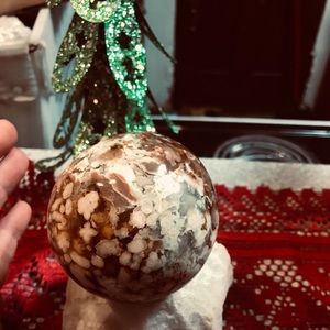 Flower agate sphere